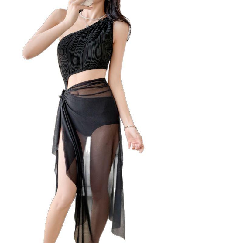 2025 One-Shoulder Women's High-End Split Swimsuit - European & American Sexy Beach & Hot Spring Wear