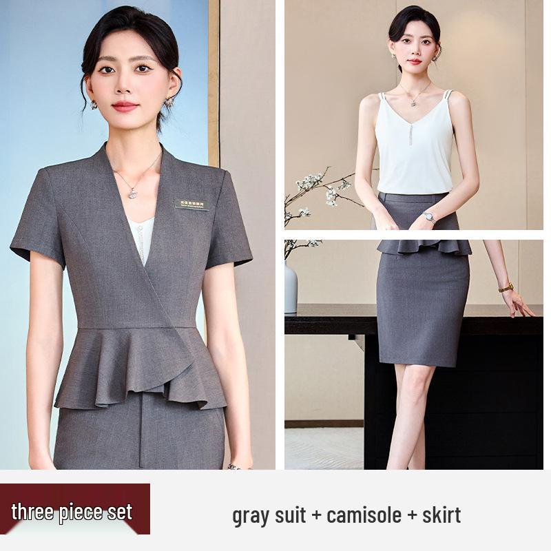 Premium Women's Summer Short-Sleeve Suit Set - Elegant Skirt Suit for Professional and Stylish Workwear