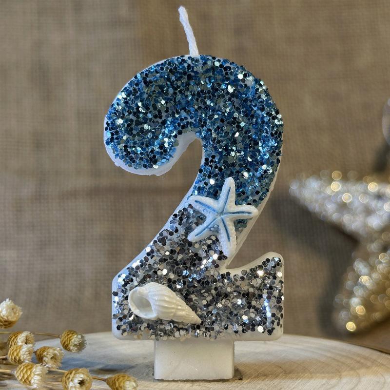 

1 шт. Свечи для дня рождения с цифрами, Свеча-прожектор возраста, Экологичные и безопасные, Морские творения, Свечи для дня рождения, Вечеринки по случаю дня рождения