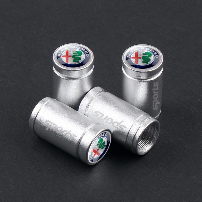 

4pcs Metal Alloy Car Valve Caps Wheel Tires Air Tyre Stem Caps Sport logo Cover For Alfa Romeo Sportiva Stelvio 159 Accessories (as the picture,For Alfa Romeo)