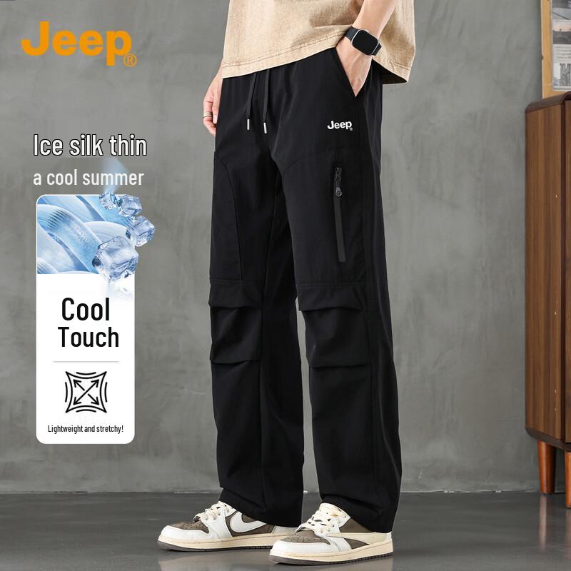 JEEP Men s Ice Silk Loose Straight-Leg Casual Pants 4XL