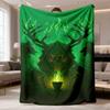 2026 Ultima Coperta in Flanella Fascino Mistico Verde Gotico Teschio Magia Malvagia Coperta di Velluto Perfetta per Tutte le Stagioni, Aereo, Campeggio, Divano, Letto, Interni