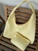 Yellow letter nylon canvas bag women's new large-capacity shoulder commuter shopping bag