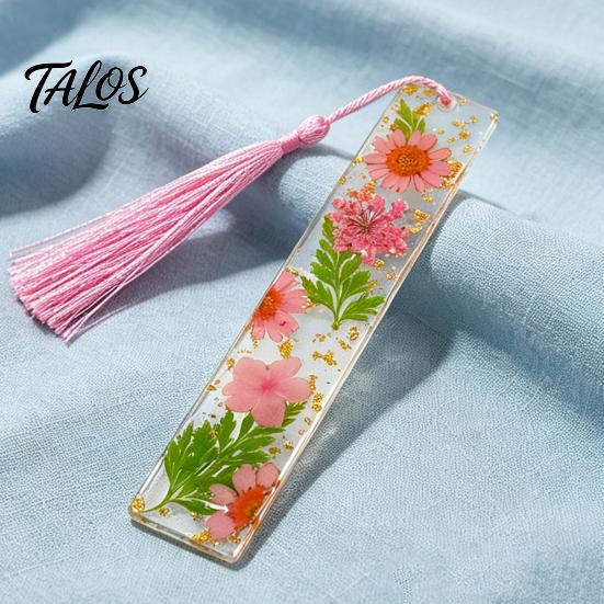 Aesthetic Page Holders Dried Flower Resin Bookmarks with Tassels, Double-Sided Magnetic Birthday Gift for Readers Book Lovers Friends, Pretty