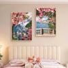 Floral Landscape 5D DIY Diamond Painting Kit City Street Scene Diamond Embroidery Painting Full Drills Mosaic Home Decor Gifts