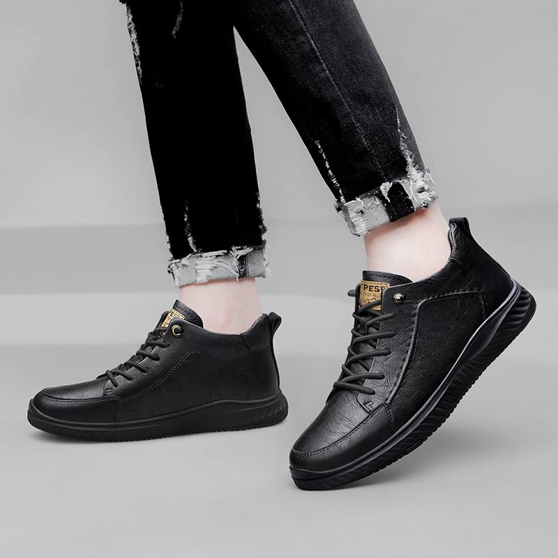 Stivali Uomo Moda Vera Pelle Invernali Piattaforma Caldi Pelliccia Caviglia Corti Stringati Novità Semplici Casual Scarpe da Lavoro Botas Scarpe da Ginnastica Uomo