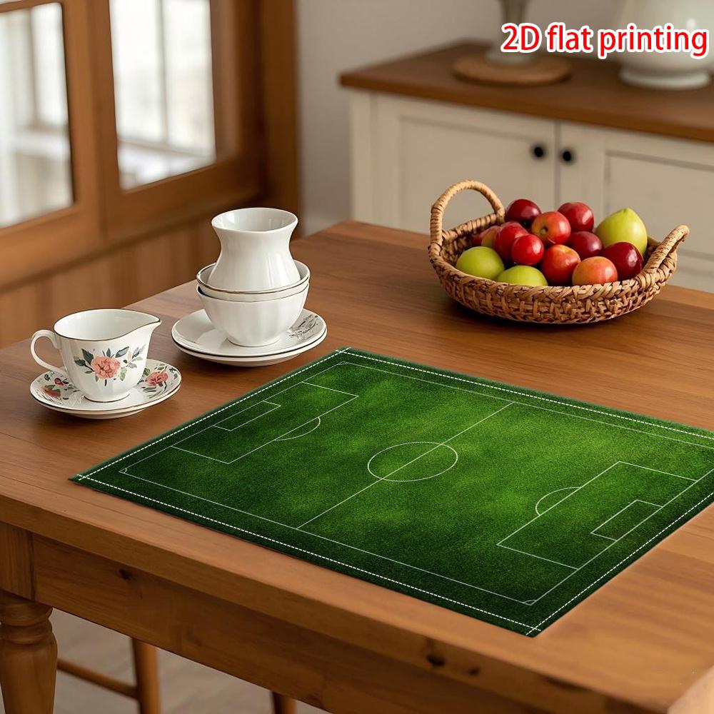 Soccer Football Field Heat Resistant Washable Table Placemats Kitchen Dining Decor 4 Piece Set
