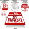 2D Flat Spanish/English No Parking Sign, Do Not Block Entrance, Heavy Duty Metal 7.87x11.81 In