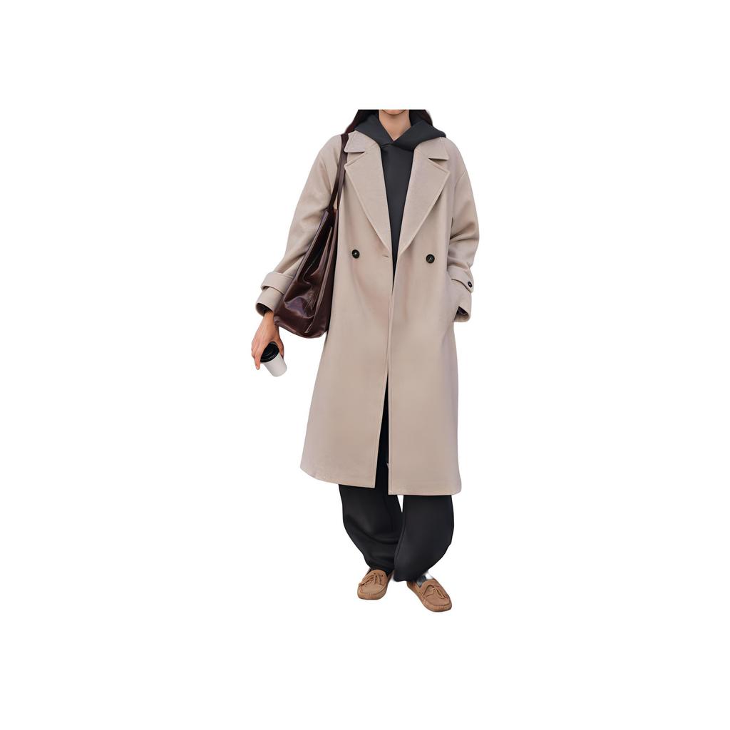 Zara Loose Solid Color Double Breasted Coat Women coats Beige 3046299-450