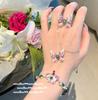 Chalcedony Rouge Ruby Butterfly Bracelet, Antique, 18K Gold Plated, Lady Zircon Butterfly Necklace