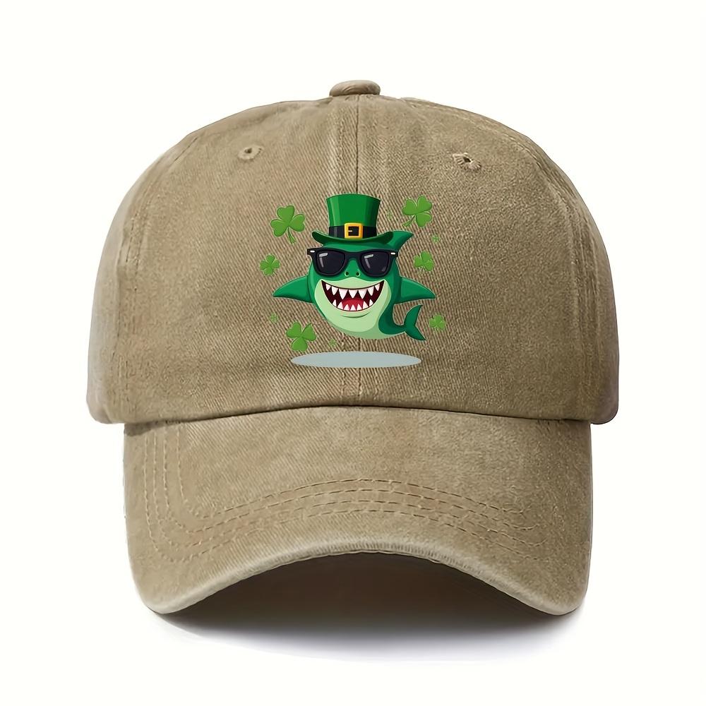 Shark St Patrick's Day Baseballkappe Lustige irische Grafik Verstellbar Polyester Lässiger Sonnenhut