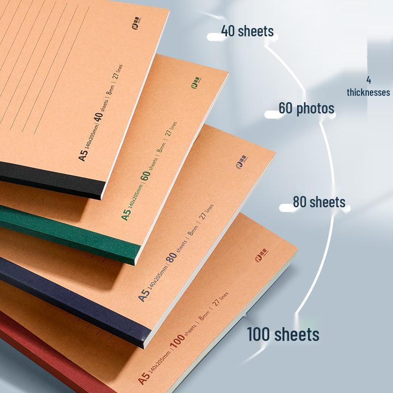 A5 Thickened Soft Cover Lined Notebook - Wireless Glue Bound Wrap-Around for College Students and Classroom Use