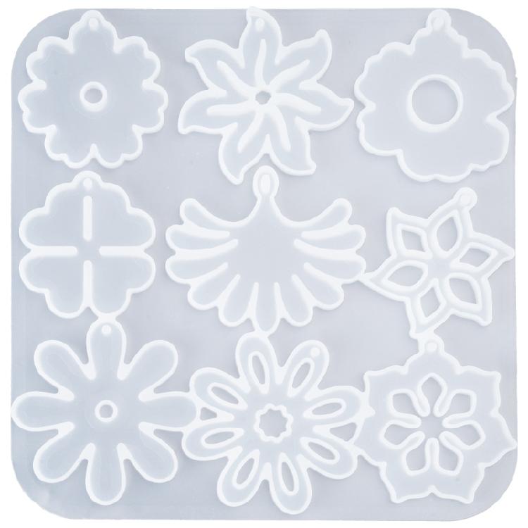 Blumenanhänger Silikonformen mit Loch Harzform für Schlüsselanhänger Ohrringherstellung Schmuck Silikonform für Epoxidharz