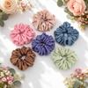 AUME Luxury Floral Scrunchies for Women & Girls | Pack of 6 Soft Elastic Hair Scrunchies | Multicolor Flower Hair Ties | No Damage Ponytail Holde