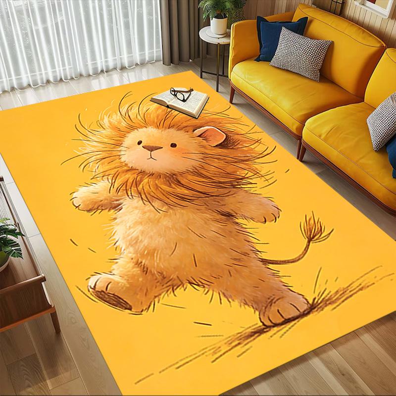Lion Cub Pattern Area Rug, Office Carpet Indoor Outdoor Entrance Doormat, Non-Slip Soft And Comfortable, Living Room, c122015
