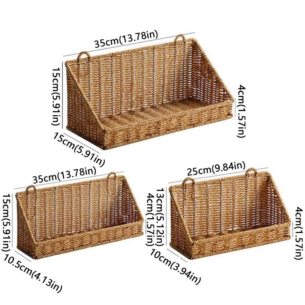 Imitation Rattan Woven Hanging Basket Wall-Mounted Storage Hamper Grocery Basket  Living Room
