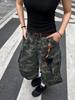 Unisex American Retro Camo Wide-Leg Mid-Length Jeans