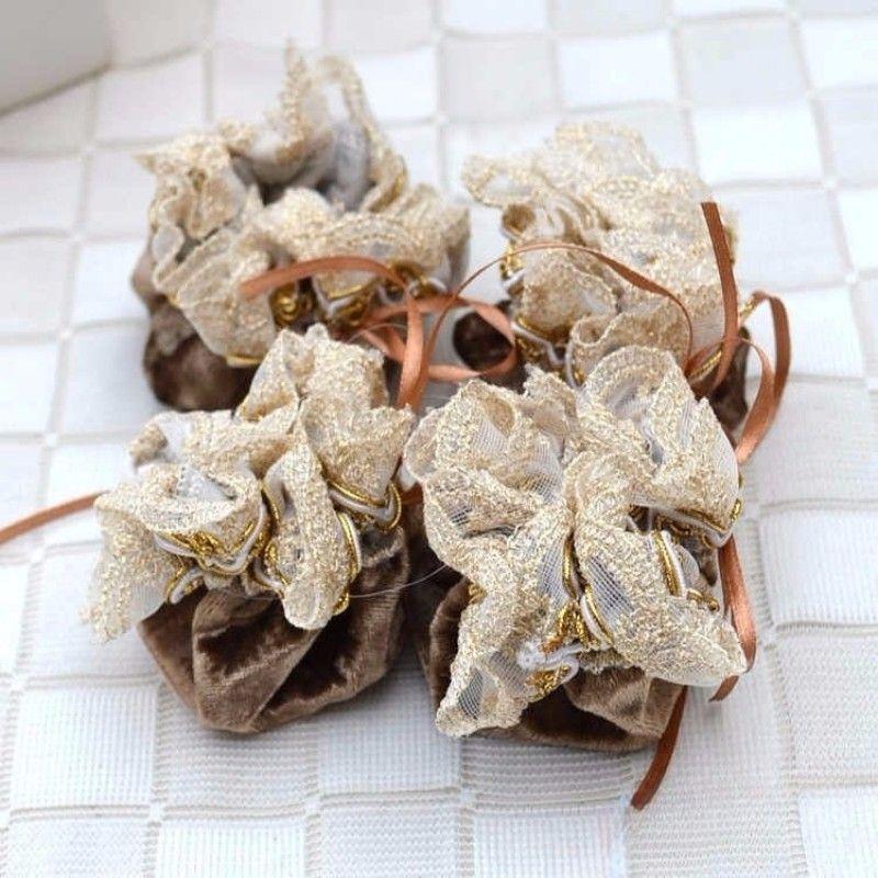 

European-Style Brown Fabric Lace Chair Leg Warmer Mats for Table and Chair Legs Stool Thickened Non-Slip Silent Protective Cover Coffee color a pack of 4