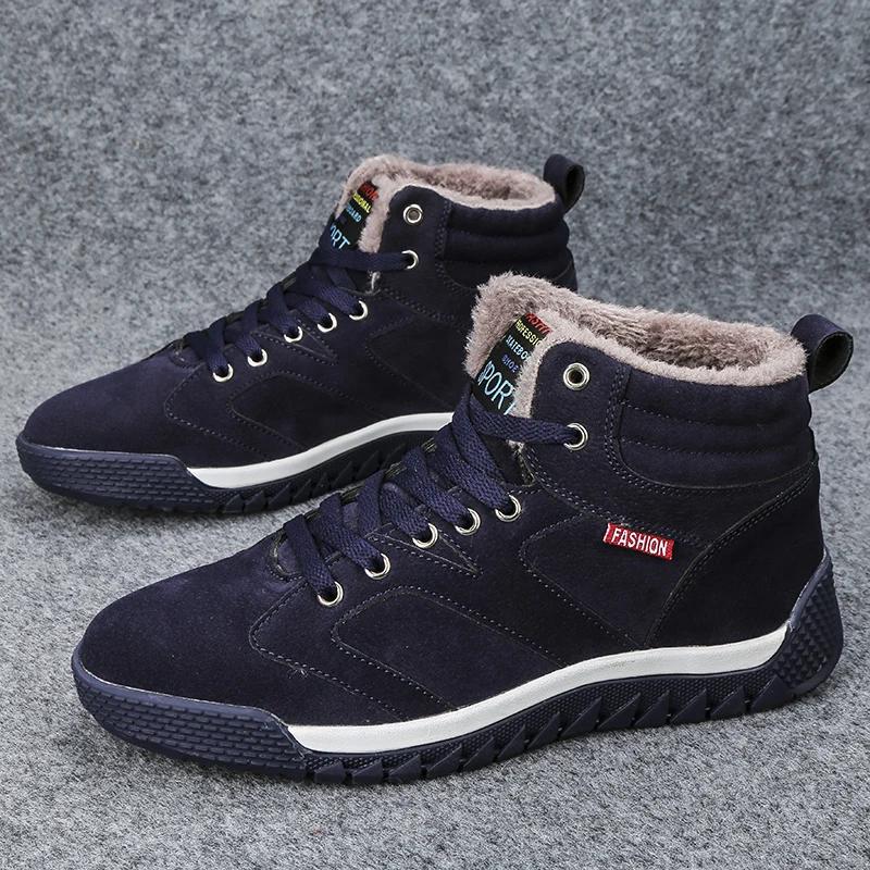 Boots Winter 2024 Fashion Men's Low Help Sneakers Board Shoes Outdoor Anti-skid Warm Cotton Shoes Snow Casual Work Ankle Boots