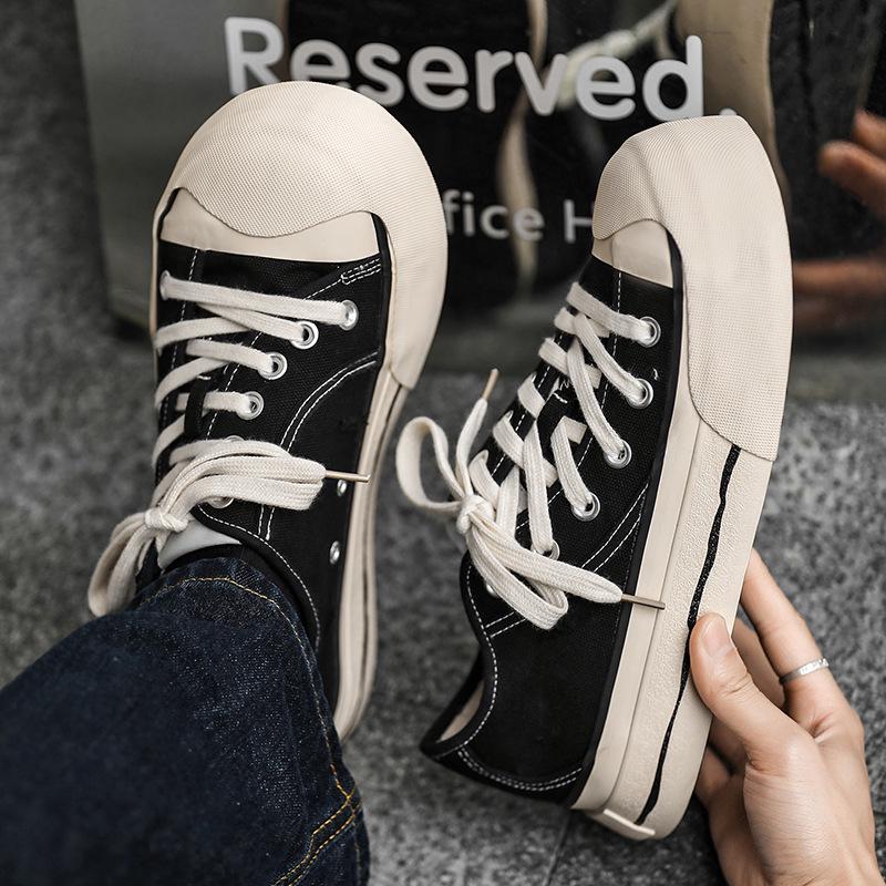 2026 Summer Trendy Men's Canvas Lace-up Shoes with Thick Sole for Height Increase