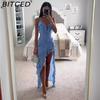 Spring/Summer Women's Sexy Spaghetti Strap Asymmetric Solid Color Dress