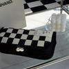 Stylish Black & White Checkerboard Pencil Case - Large Capacity for Students with Zipper