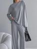 European & American Women's Knit Pajama Set: 2025 Autumn/Winter Loose Round Neck Long Sleeve Top & Pants