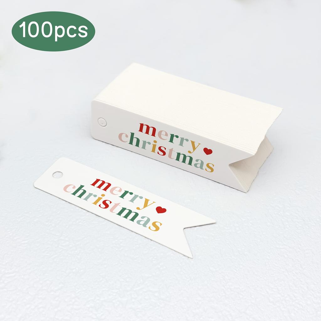 100pcs Merry Christmas Dovetail Hanging Tags - For Holiday Decorations, Family & Friends, Christmas Decorations