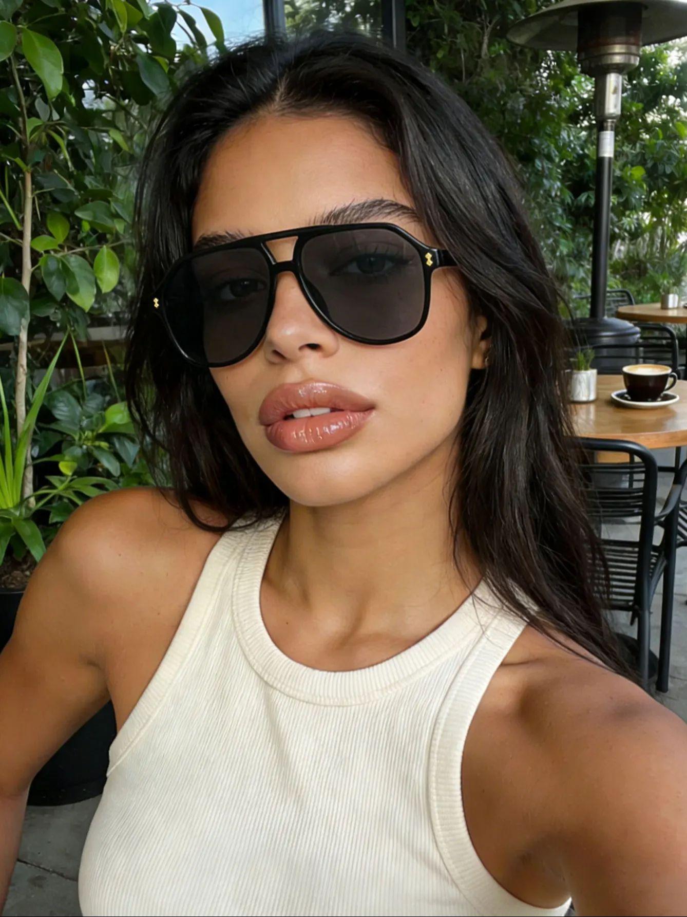 

1PCS Cool Double-Bridge Pilot Sunglasses Classic Large Frame Fashion Decorative Sunglasses Outdoor Casual Party Sun Protection