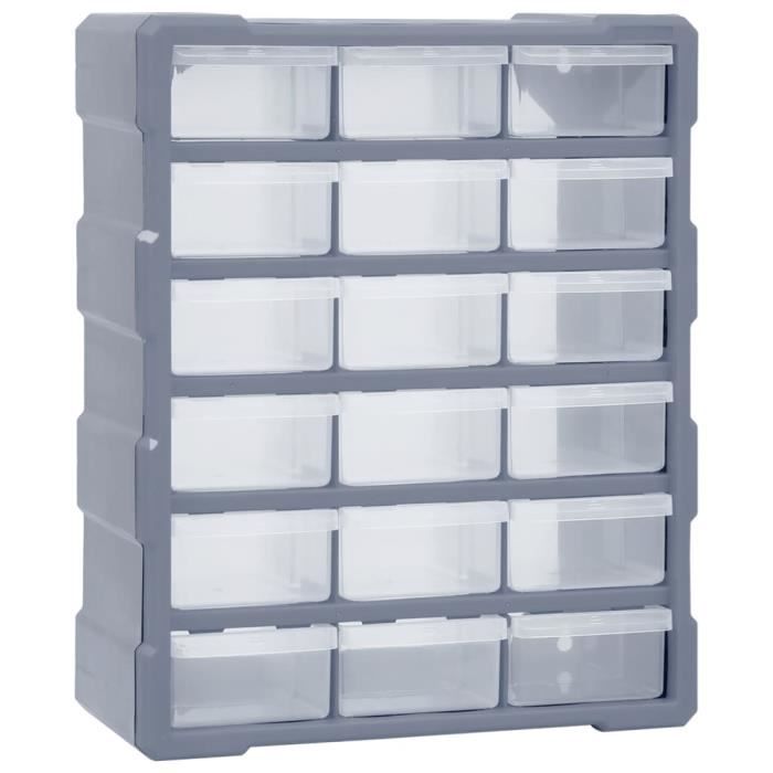 Organisateur multi-tiroirs - VIDAXL - 18 tiroirs - Transparent - 38x16x47 cm - Plastique résistant