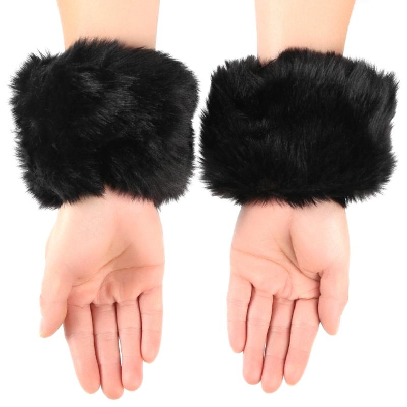 Fellimitat Manschetten Pelzige Handgelenkbänder Beinstulpen Handgelenkstulpen Wärmer Stiefelstulpen für Damen Party Cosplay Kostüme Zubehör