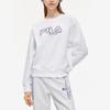 Fila Fusion American Retro Large Logo Print Crew Neck Knit Pullover Long Sleeve Sweatshirt Women sweatshirt Standard-White T11W241212FWT