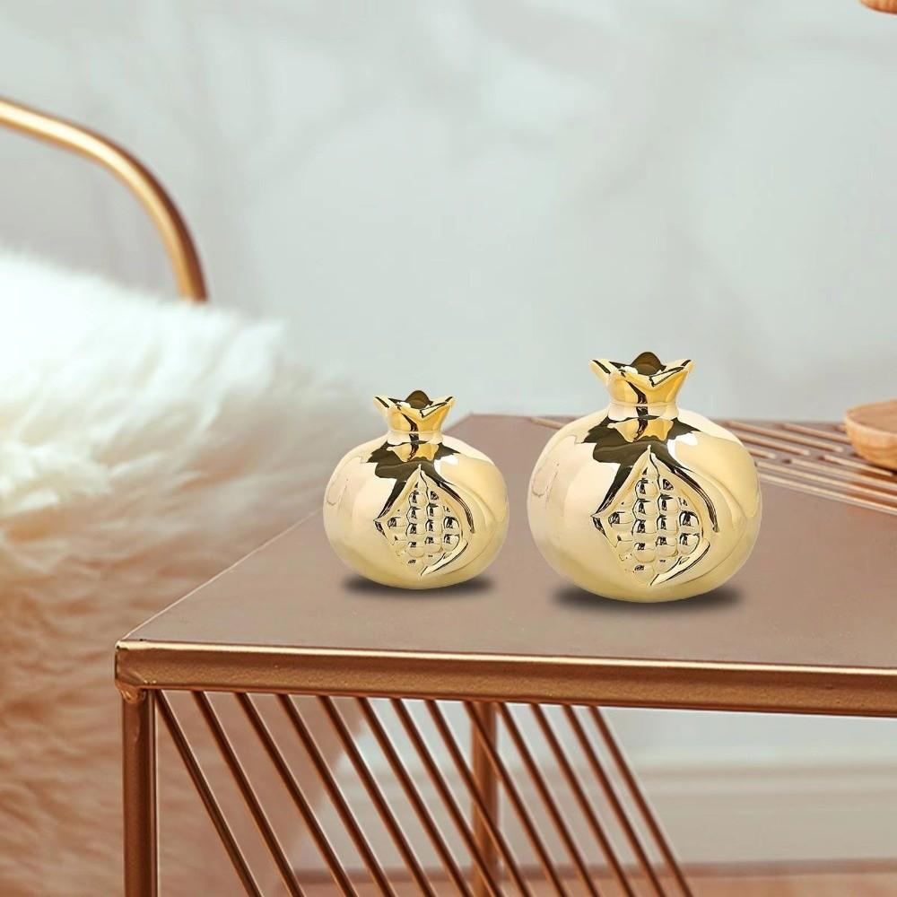 Gold Pomegranate Sculpture Ceramic Tabletop Art Decoration For Home Decoration