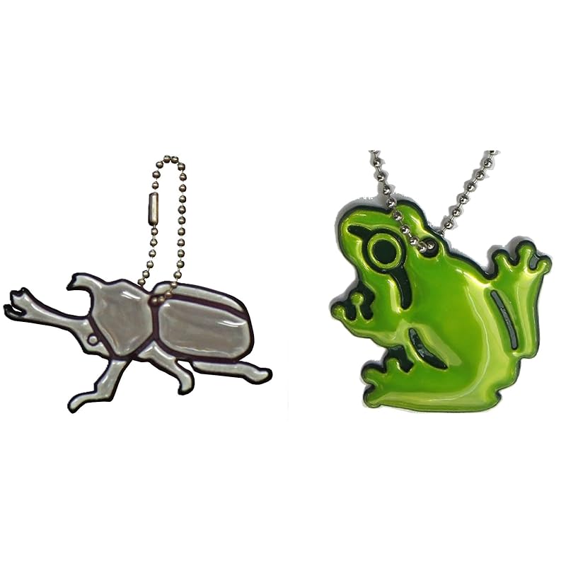 

[key ring Set] Yoshio Reflection Kabuto-kun black Biological key chain series HK-38 & reflective keychain frog yellow HF-38 set of 2