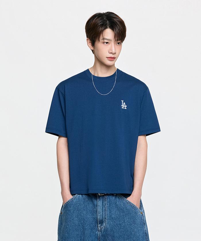 Emelbi Basic Lace Mega Logo Oversized Short Sleeve T-Shirt La (D.Navy)