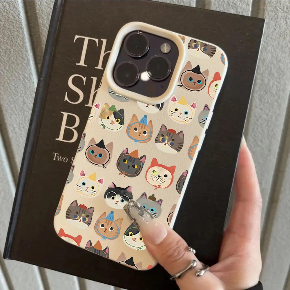 HOT Cartoon Full Screen Cat Lichee Leather Pattern Phone Case For Redmi Note 14 13 12 11 10 9 8 Pro Plus 4G 5G Shockproof Cover