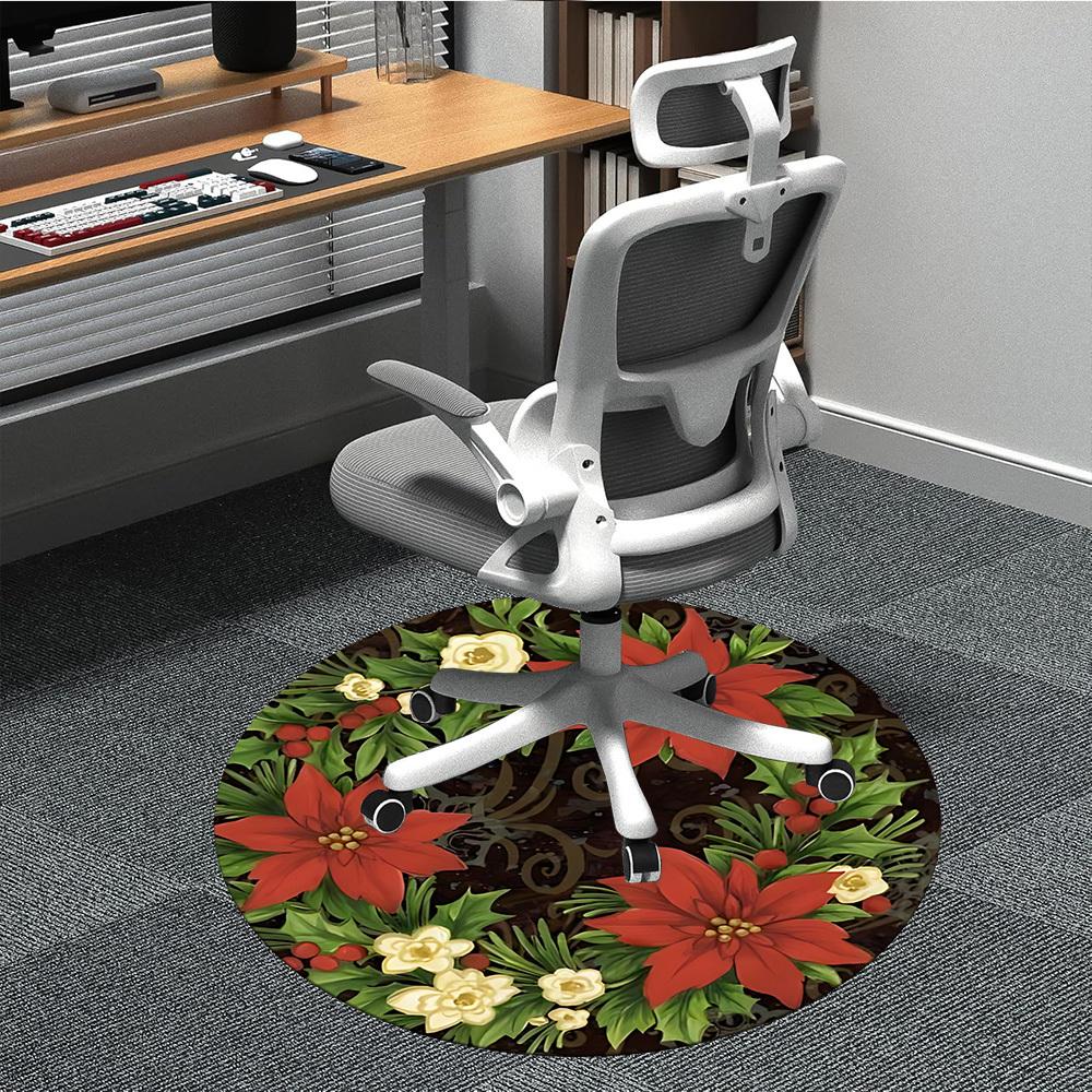 

1PC Christmas Wreath Chair Carpet for Office, Indoor Non-Slip Washable Carpet, Soft Comfortable Mat For Office Room yy250930112 80cm by 80cm