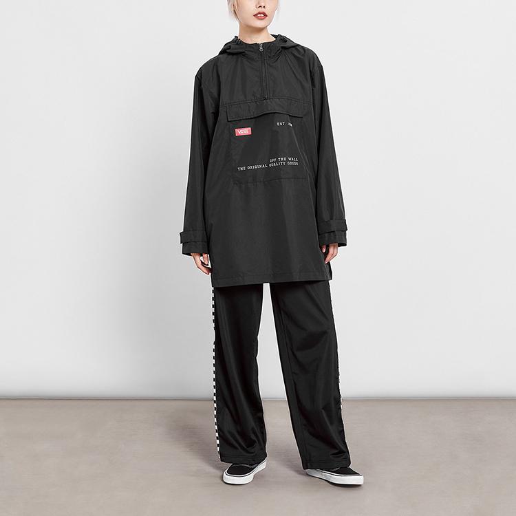 Vans Solid Color Letter Hoodie Jacket Women Jackets Black VN0A48BGBLK