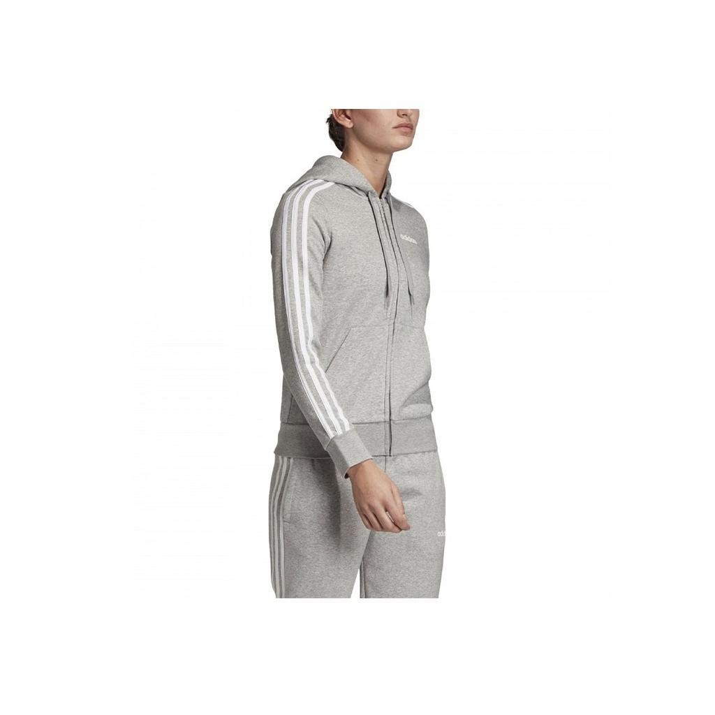 Adidas Striped Sleeve Slim Fit Hoodie With Zipper Women Hoodies Grey EI0683
