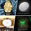 OLEVS Luxury Business Gold Stainless Steel Men's Watch Luxury Calendar Chronograph Moon Phase Quartz Watch Men's Clock