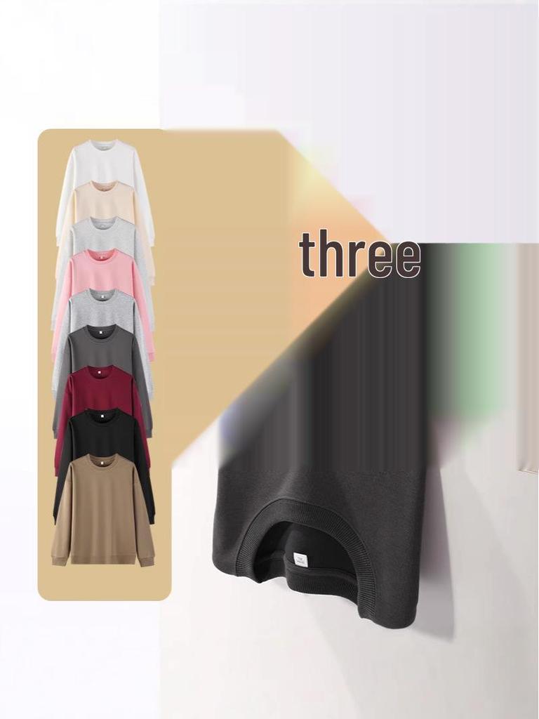 Sweatshirt unisexe en molleton de coton 320g - Léger, Coupe ample, Couleur unie, Manches longues, Col rond pour l'automne/hiver.