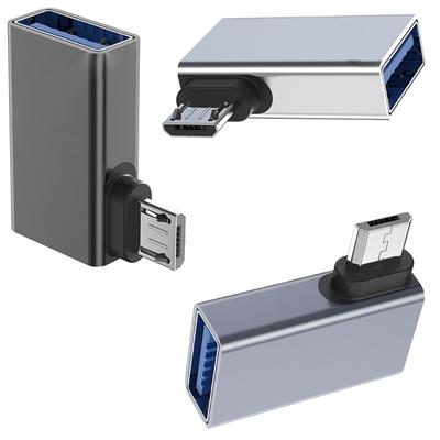 90 Degree Angled USB A Female To MicroUSB Male OTG Adapters With Charging Port For Data Transfer And Power Supply