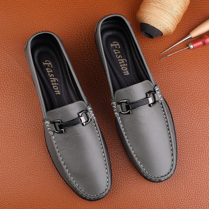 New Trendy Men's Casual Slip On Flats Genuine Leather Formal Loafers Moccasins Handmade Male Walk Shoes Outdoor Driving Footwear