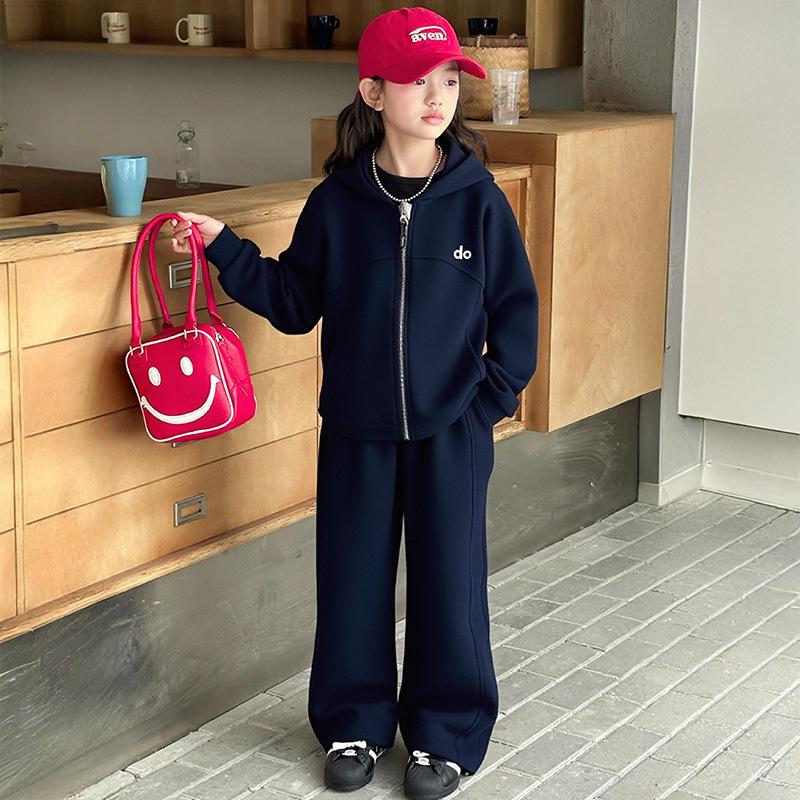 

Girls Fashionable Hooded Jacket & Straight-Leg Pants Set - Autumn 2025 Collection for Big Kids 170 cm