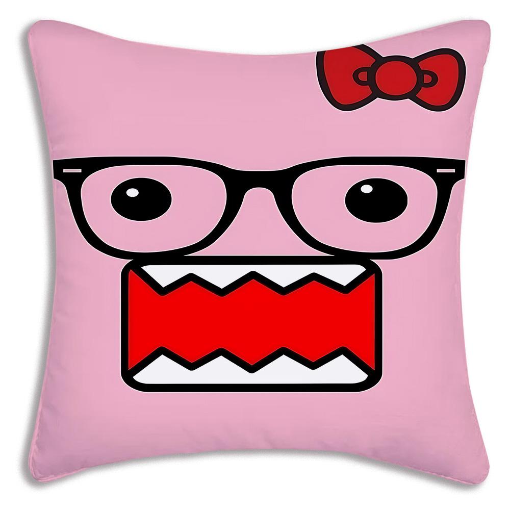 Cute For D-Domo Kun Faces Pillow Covers Cartoon Sofa Decorative Home Double-sided Printing Short Plush Cute Cushion Cover