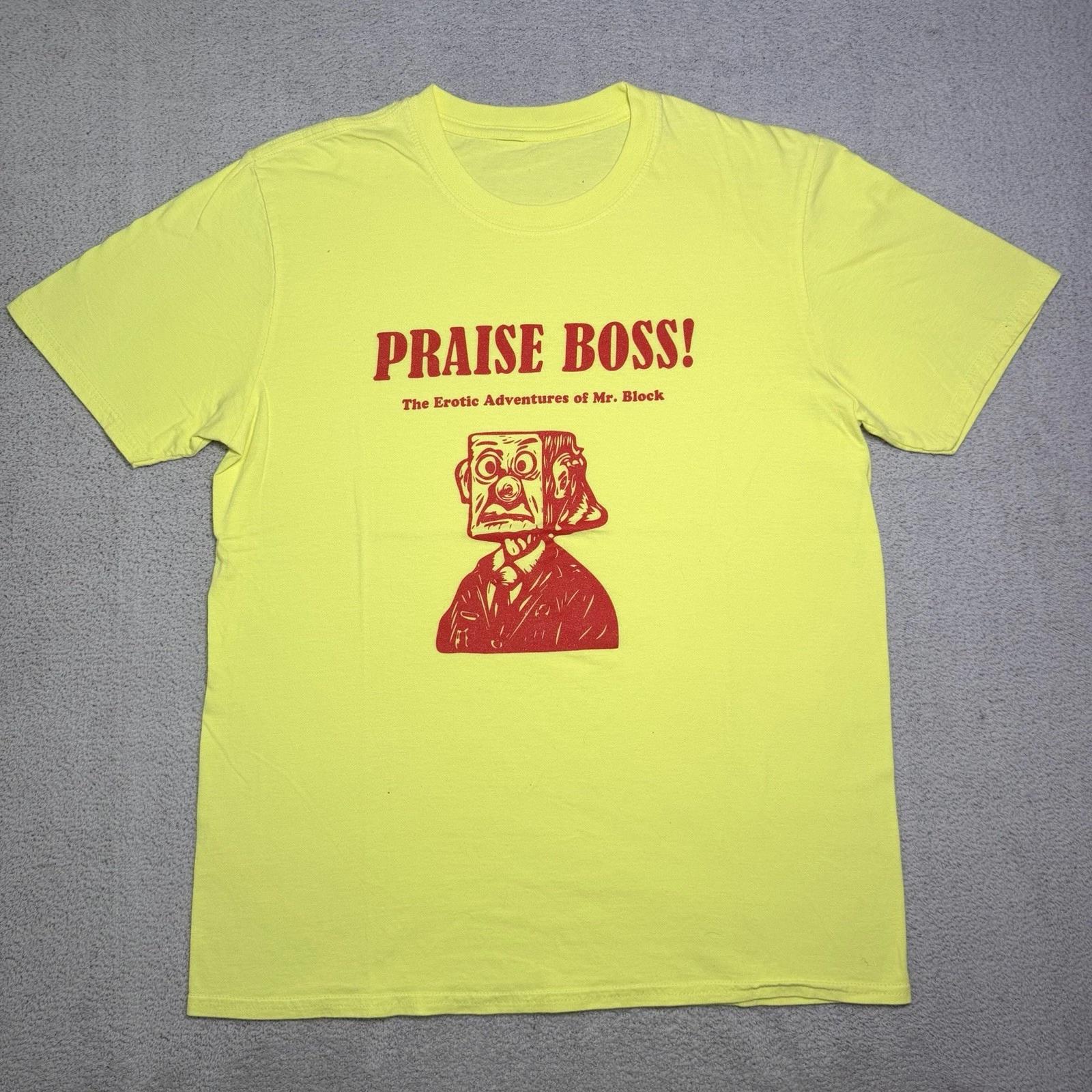 Praise Boss The Erotic Adventures Of Mr. Block T Shirt Adult Medium Neon Yellow XL