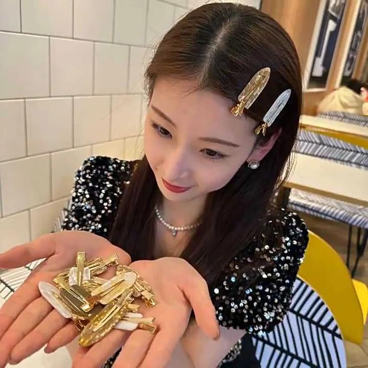 2pcs Acetate Make Up Hair Clips Korean Fashion Gold White Glitter Hair Pin Headwear Girls Women Hair Accessories