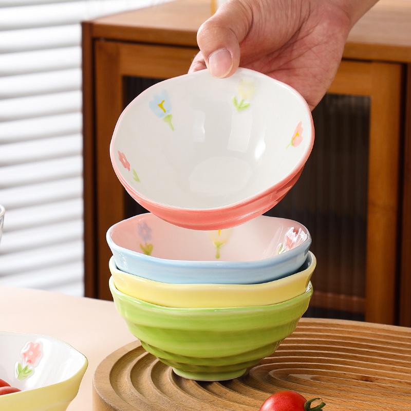 Japanese New Rice Bowl Household Ceramic Tableware Bowl Set Small Bowl Eating Bowl High Value