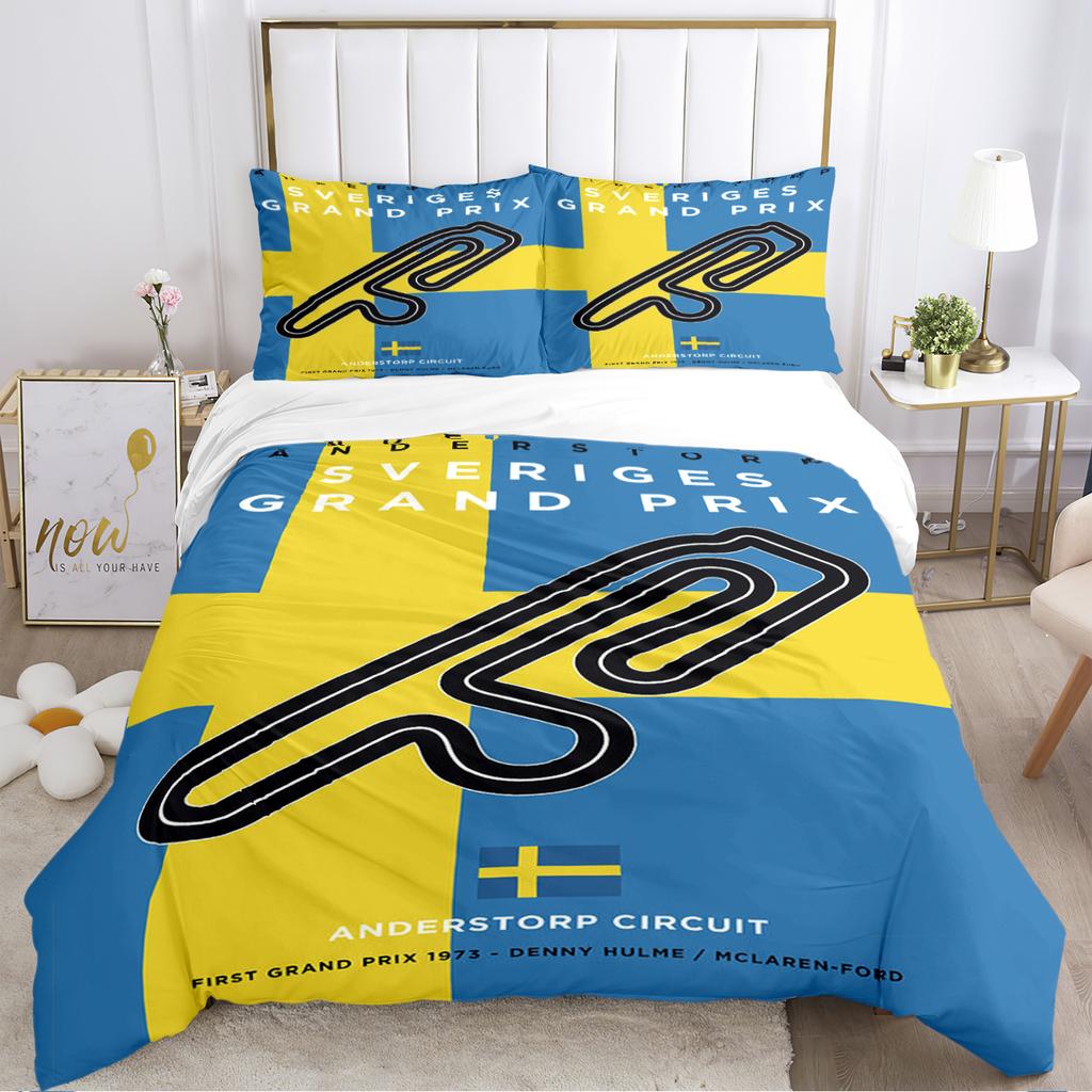 F1 International Track Duvet Cover Comforter Bedding Set Soft Quilt Cover and Pillowcases for Teens Boy Single/Double/Queen/King