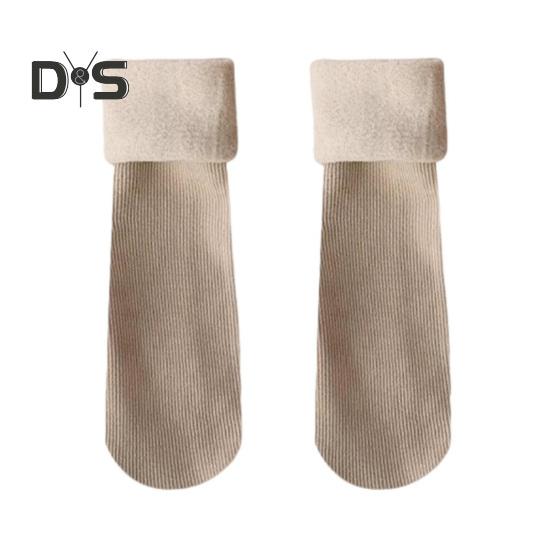 

1 пара зимних носков, утолщенные плюшевые носки средней длины, высокоэластичные, нескользящие, не скатывающиеся, носки для ног, комфортные, теплые, носки для сна хаки